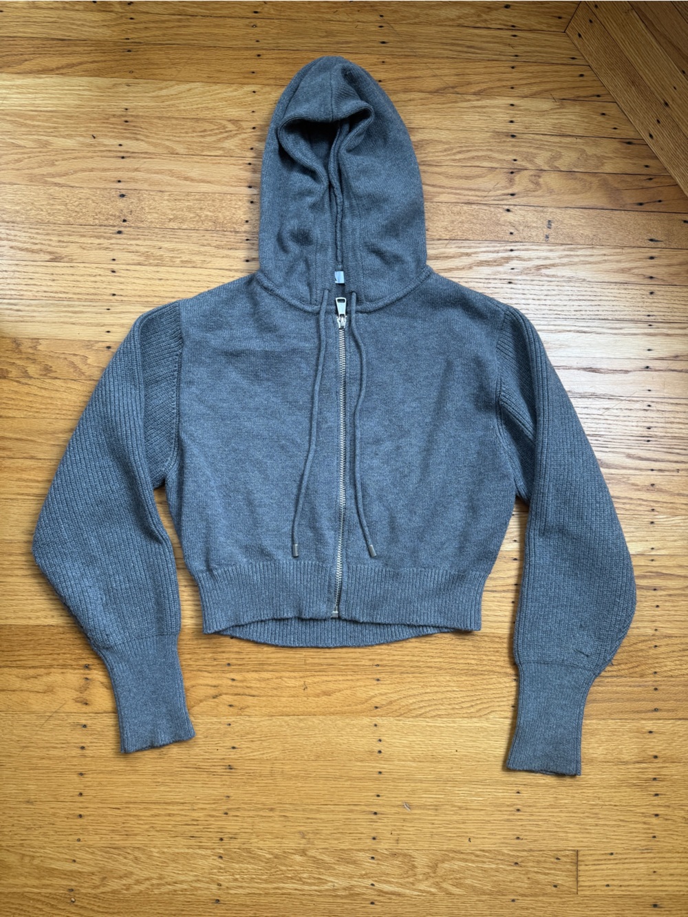 Zara Gray Hooded Zip Cardigan
